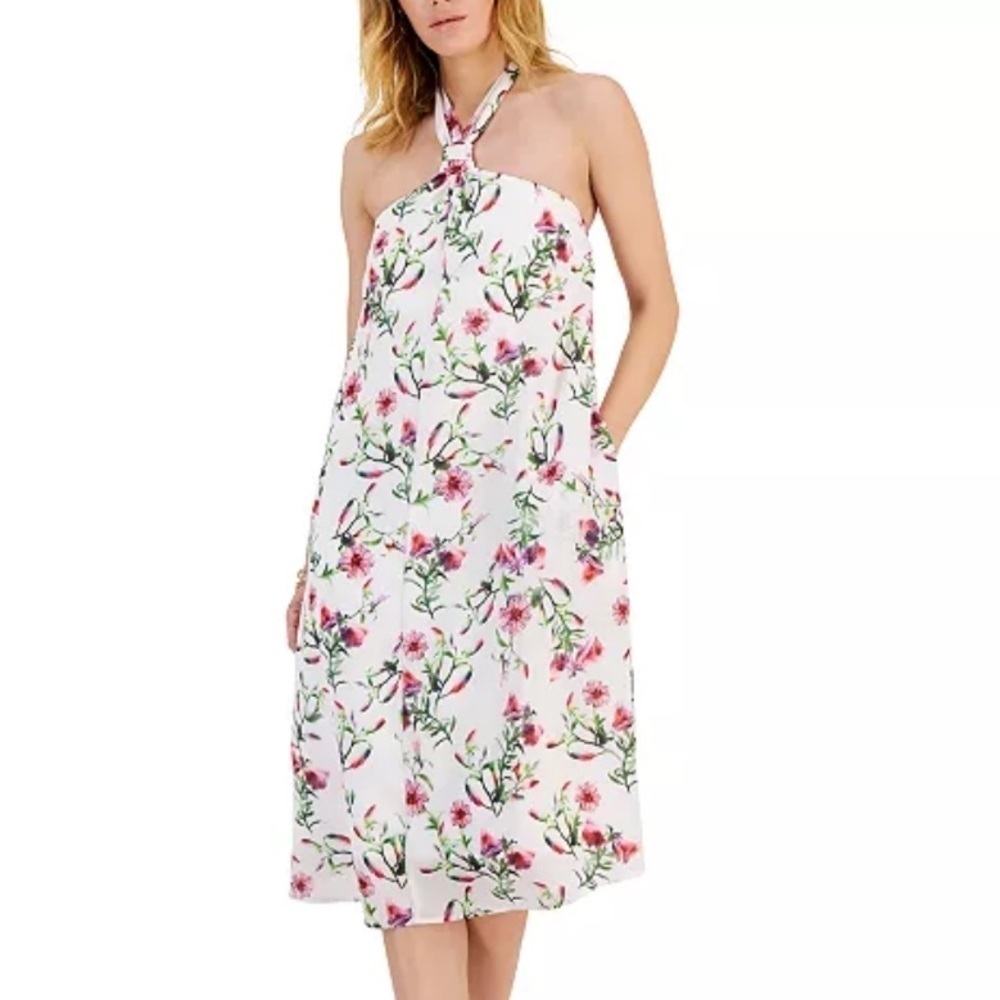 INC Women’s Printed Halter Neck Floral Midi Dress size Medium NWT